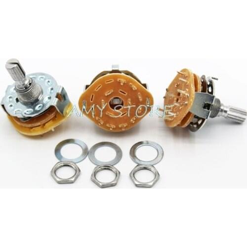 RS25 6mm Knurl Shaft Panel Mount 1P11T 2P4T 2P5T 2P6T 3P3T 3P4T 4P3T Rotary Band Switch Selector