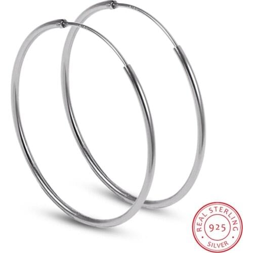 Big hoop earrings 925 Sterling Silver earrings female ear ring Earring Round the ear ring hoops Round earrings 50mm/60mm/70mm