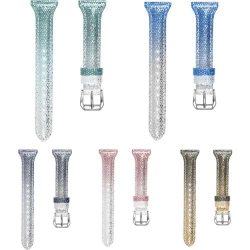 Sport Watch Band For Fitbit Versa Lite/Versa Smart Watch Gradient Color Genuine Leather Bracelet Replacement Watchband Accessory