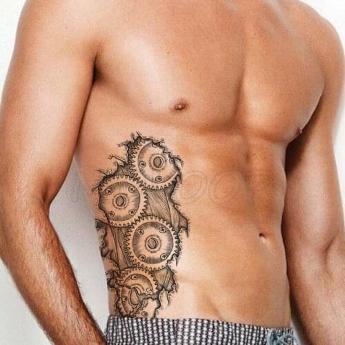 Temporary Tattoo Stickers Gear Screws Simulation Cut Fake Tatto Waterproof Tatoo Back Leg Arm Belly Big Size for Women Men Girl