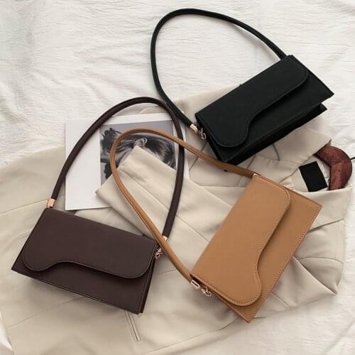 Women Small Flap Underarm Purses Retro Matte PU Leather Single Shoulder Bags Fashion Ladies Solid Color Handbag High Quality