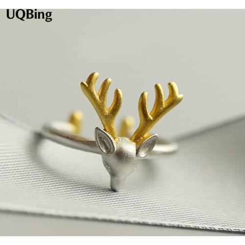 Fres Shipping 2019 New Pure 925 Sterling Silver Rings Open Deer Gilt Ring For Girl Women Gift Jewelry