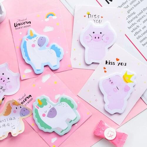 1Pcs Korean Kawaii Rainbow Unicorn Sticky Notes Creative Post Notepad DIY Memo Pad Office Supplies School Stationery