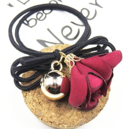 1PCS Cloth Flower Balll Elastic Hair Bands For Girl Bohemian Headband Scrunchy Korean fashion Kids Hair Accessories For Women
