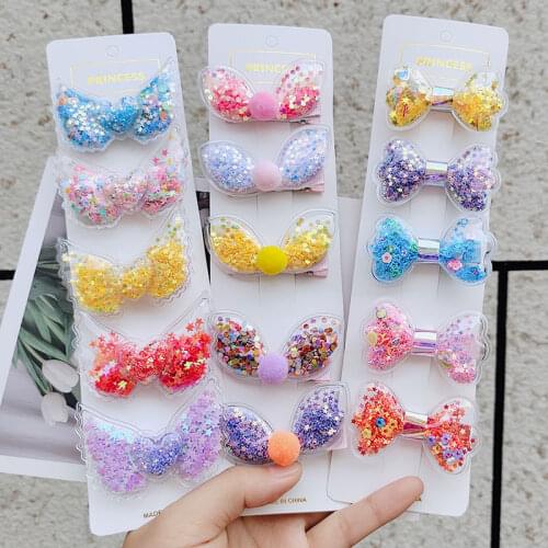 10pcs Girls Hair clip Children Sequins bow hair clip Kids New Hair Accessories Barrette Baby hairpin