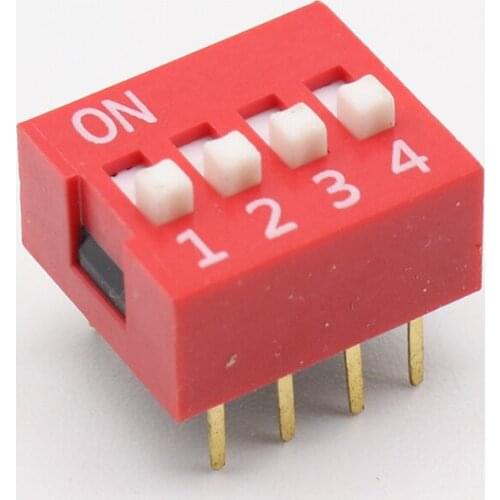 10Pcs Slide Type Switch Module 2.54mm 4-Bit 4 Position Way DIP Red Pitch