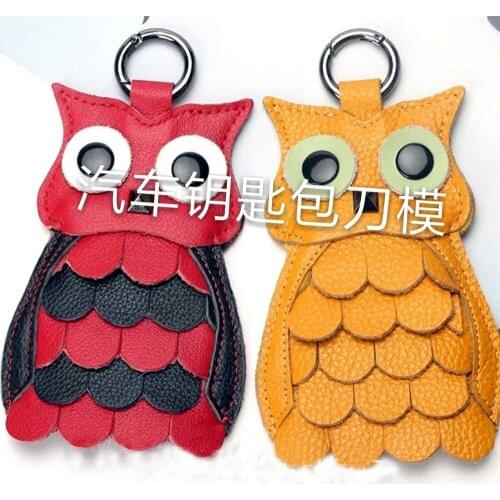 124*88mm leather hole punches owl design car key ring bag die cutting knife wood plate template leather crafts cutter