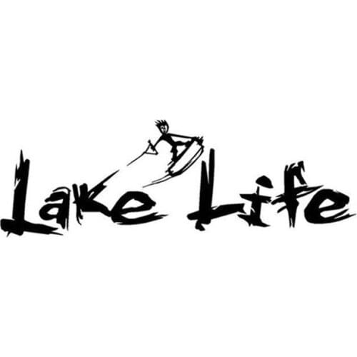 27*10CM LAKE LIFE Car Sticker Interest Surf Life Movement Reflective Car Stickers Decals Black/Silver CT-475