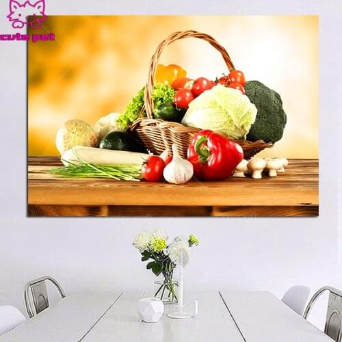 Kitchen Theme Fruits and Vegetables 5D Diamond painting Full Square Diamond embroidery Cross stitch Full Round Diamond mosaic