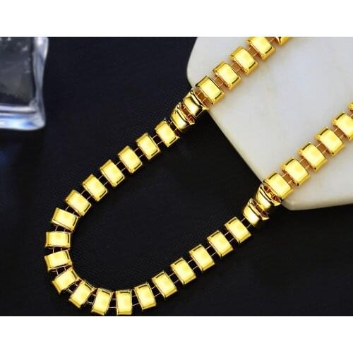 8mm Rectangular Box Chain Necklace For Women Men European And American Gold Color Necklace Jewelry Charms Clavicle Chain A125