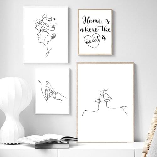 Abstract Figure Line Picture Home Decor Canvas Painting for Living Room Dormitory Bedroom Decor Poster Background Wall Art Decor