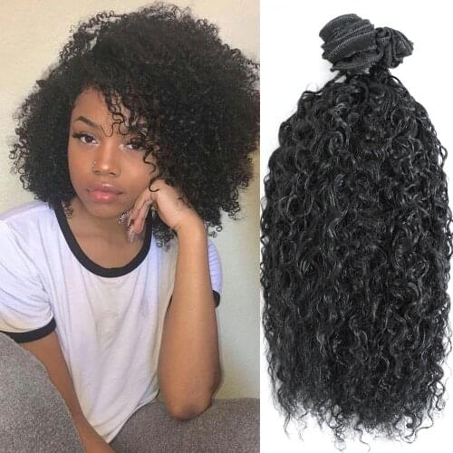 Afro Kinky Curly Hair Extensions High Temperature Heat Resistant Synthetic Hair Weaves 16" 3 Bundles All In One Pack 240g