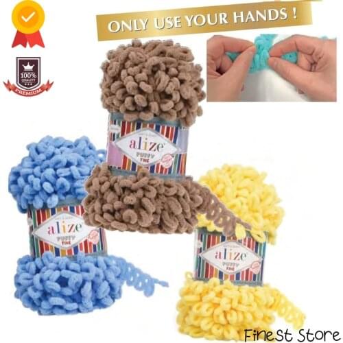 Alize PUFFY FINE 3 Balls 100GR Yarn %100 Micro Polyester Threads For Knitting Bags Sweater Wool Sewing Accessories Crochet Yarn