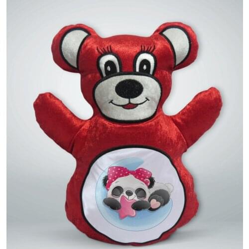 BK Gift Cute Panda Design Red Teddy Bear Yastık-3