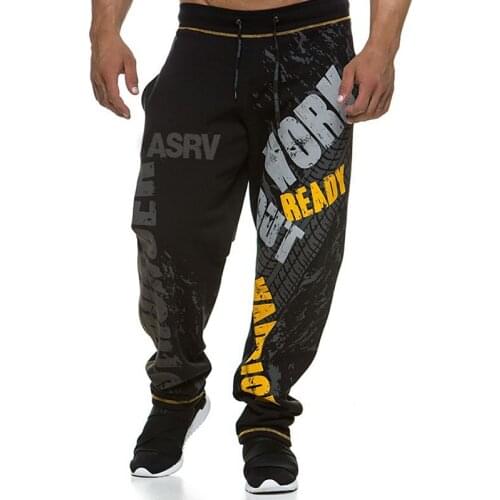 Mens fashion fitness sports casual pants gym running training stretch straight leg sweatpants