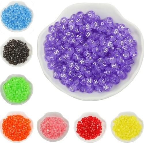 100pcs 7x4mm Letter Beads Transparent Mix Oval Shape 26 Alphabet Charms DIY Beads For Bracelet Necklace Jewelry Making