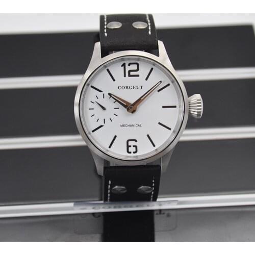 CORGEUT Mens Watch 41mm Sapphire Glass Clock Green Luminous With Orange Manual Manipulator Bracelet Seagull Mens Watch 2017D