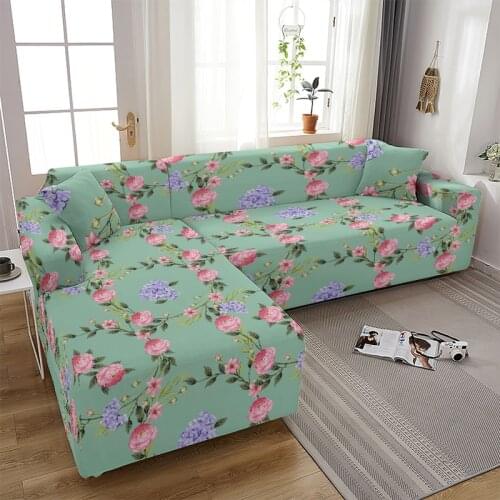 Vintage Floral Elastic Sofa Cover for Living Room Sofa Towel Flower Pineapple Printed Pattern L-shaped Chaise Longue Sofa Covers