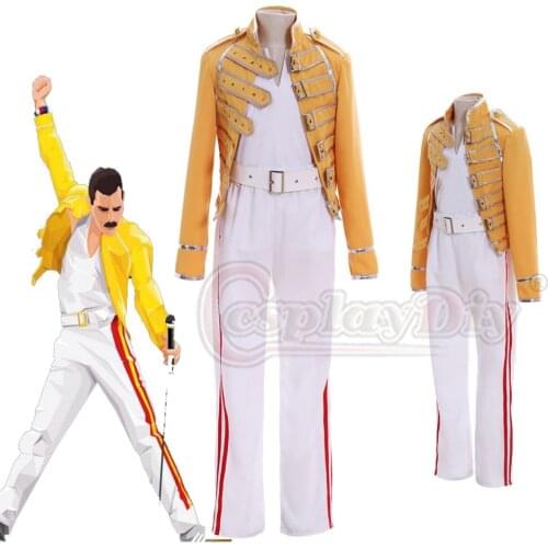 Cosplaydiy Kids Queen Lead Vocals Freddie Mercury Cosplay Costume Child Rock Star Freddy Costume L320