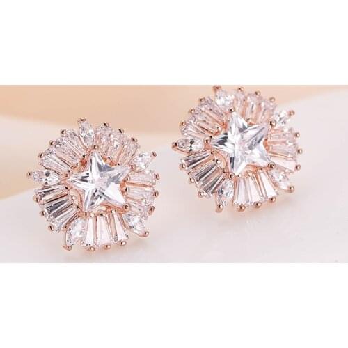 DE329 Street Snap Series Fashion Delicacy Copper Zircon Geometry Creative Ear Stud GIRLS Gift Banquet WOMENS Jewelry Earrings