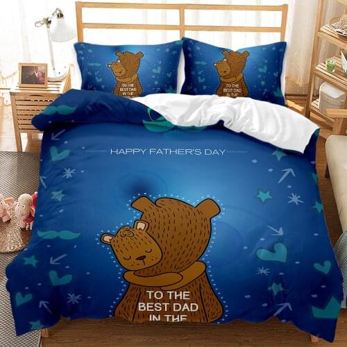 Happy Fathers Day Home Textile Gift for Father Bedding Set Quilt Cover Pillowcases Twin Full Queen King Sizes Super Comfortable
