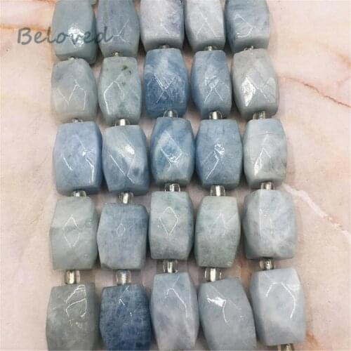 Faceted Blue Aquamarines Nugget Loose Beads,Natural Amazonite Sunstone Quartz Gems Stone Beads For Jewelry DIY, BG18298
