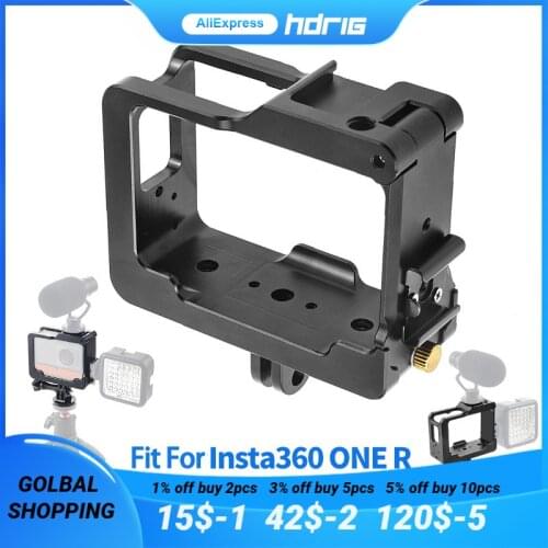 HDRIG Double Cold Boot Monitor Cage For Insta360 ONE R Sports Camera Frame Expansion Protective Shell Photo Studio