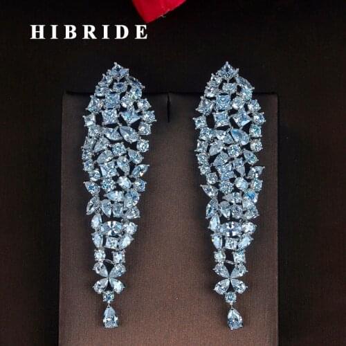 HIBRIDE Luxury Fashion AAA Cubic Zirocnia Stone Women Drop Earrings Brincos Earring boucle d'oreille For Party Gifts E-720