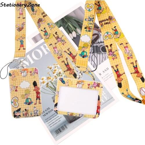 JY021 New Cartoon Printed Lanyard Badge ID Card Holder Neck Strap Cell Phone Neck Straps Office School Supplies Accessory Gift