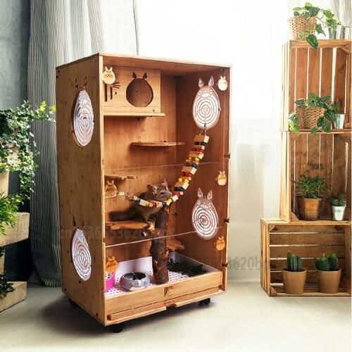 My Neighbor Totoro Cabinet Special Solid Wood Bamboo Board Nest Domestic Pet Villa House of Various Styles Prevent Urine Leakage