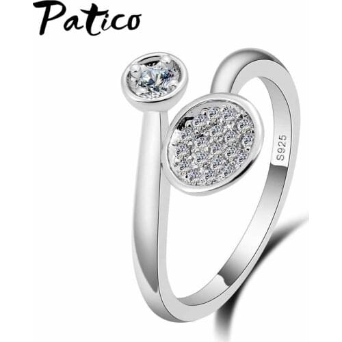 New Wedding Brand Rings Bijoux 925 Sterling Silver Engagement Opening Ring Adjustable CZ Anillos Men Full Sizes