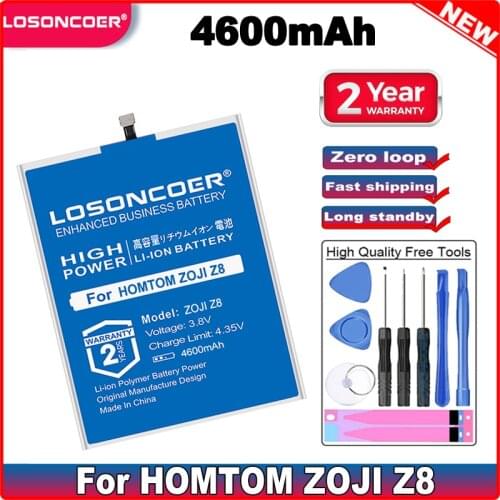 LOSONCOER 4600mAh ZOJI Z8 Latest Production Battery For HOMTOM ZOJI Z8 5.0inch MTK6750 Mobile Phone Batteries +Free Tools