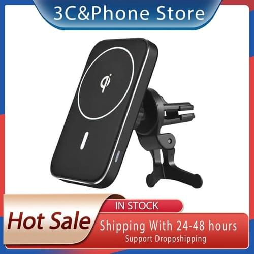 15W Magnetic Wireless Car Charger Mount for iPhone 12 Pro Max Mini Magsave Fast Charging Wireless Charger Stand Car Phone Holder