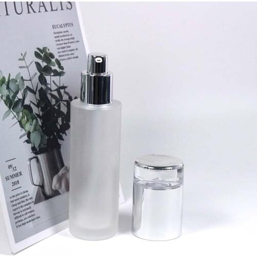 80ml frosted glass bottle with aluminum silver lid glass lotion bottle for cosmetics
