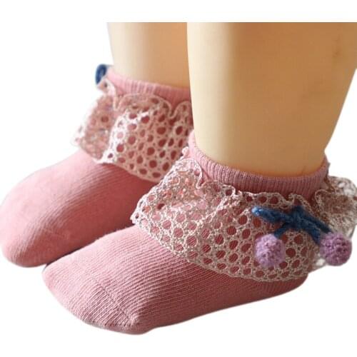 0-12M Infant Baby Girls Cute Socks Bowknot Design Lace Cotton Short Socks NewbornChildren Casual Socks