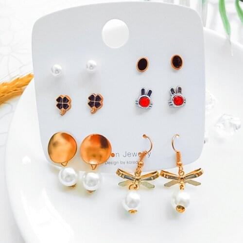 Fashion Gold Metal Round Drop Earrings Cute Womens Butterfly Pear Dangle Jewelry Geometric Vintage Stud Earrings Set 2021 Trend