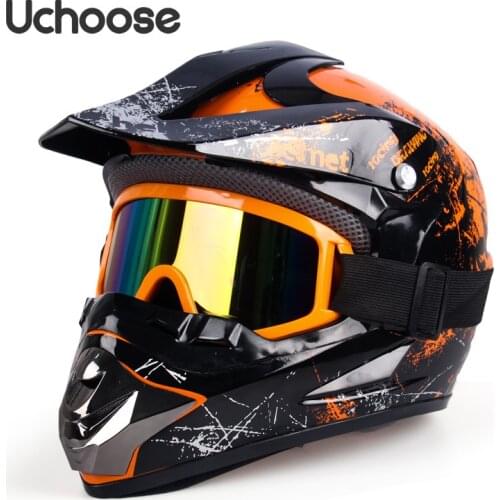 Gift Outdoor Motorcycle Off-Road Helmet Motocross Moto Bike Helmets Racing Full Face Dirt Bike Protection Glass AdultBreathable