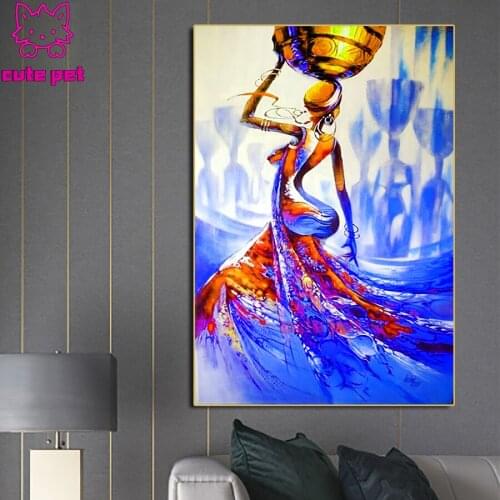 Full Square Round Drill mosaic puzzle African woman art 5D Diy Diamond Painting Embroidery Cross Stitch Rhinestone Home Decor