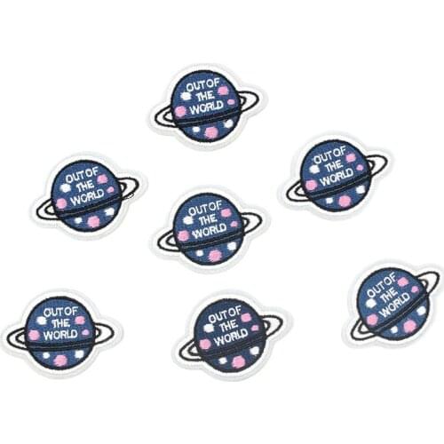 10pcs/lot Embrodiered Earth Patches Iron On Embroidery Planet Star Appliques for Apparel Jeans Coats Diy Handmade Stickers Patch