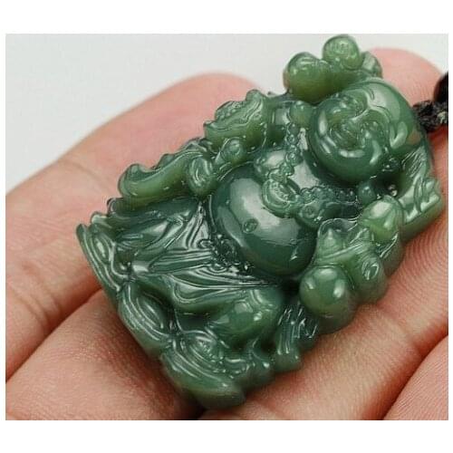 Wholesale jad e tian fu and shou ruyi pendant Birthday present handsel laughing Buddha pendant carved with a bigger stomach