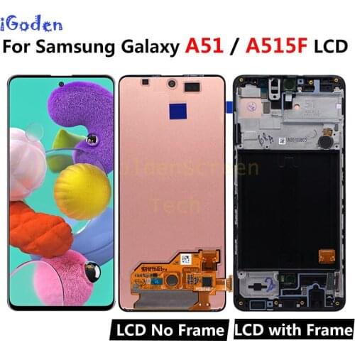 Original AMOLED 6.5'' Display for Samsung Galaxy A51 LCD A515 A515F A515F/DS A515FD Touch Screen with frame Digitizer Assembly