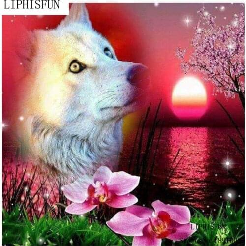Full Square Diamond 5D DIY Diamond Painting Wolf Diamond Embroidery Cross Stitch Rhinestone Mosaic Painting