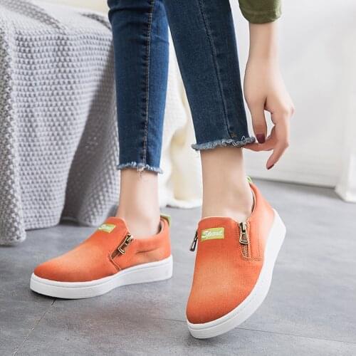 Casual Women Shoes Women Flats Denim Shoes Fashion Women Sneakers Ladies Board Shoes Blue Orange Spring Autumn Female Shoes