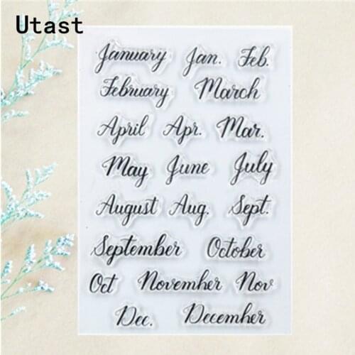 Month Date Words Clear Silicone Stamps /Transparent Rubber Stamp for DIY Scrapbooking /Photo Album Decorative Craft Making