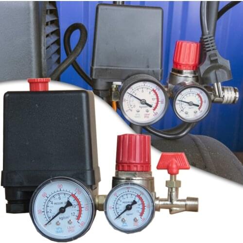 125PSI Small Air Compressor Pressure Switch Control Valve 16A 220V/AC 4 Ports Adjustable Air Regulator Valve Compressor Parts