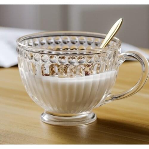 Retro Embossed Phnom Penh Glass Cup Round Sun Flower Water Cup High-end Restaurant Cold Drink Cup Juice Cup European Coffee Mug