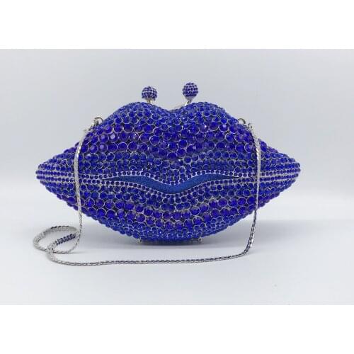 19x10CM Lip Dinner Bag Women Banquet Dress Full Of Diamonds Clutch Bag Metal Hard Box Bag a6849