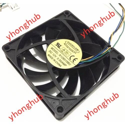 Everflow R128015BU DC 12V 0.50A 80x80x15mm 4-Wire Server Cooling Fan