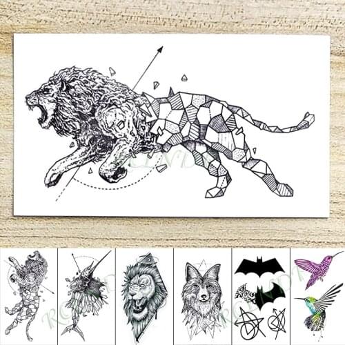 Waterproof Temporary Tattoo Sticker Animal Lion arrow bat wolf Fake Tatto Hand Arm Foot Flash Tatoo for Kid Girl Men Women