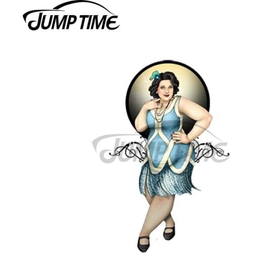 Jump Time 13 x 8cm For Olivia The Fat 1920s Flapper Creative Car Sticker Bumper Window Decal Suitable for All Types of Vehicles